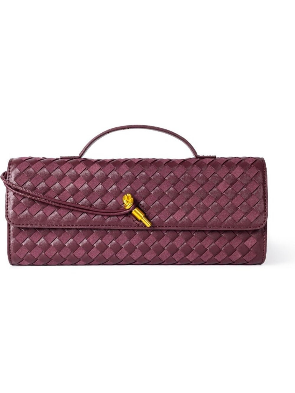 Womens Wine Woven Leather Suede Clutch Purse Evening Crossbody Handbag